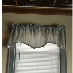Gray Scalloped Valance Rod Pocket Solid Polyester Cotton Blend RN#19725