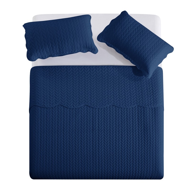 3 Piece Queen Size Quilted Bedspread Set Ultra Soft Embossed Coverlet Bed Throws gallery