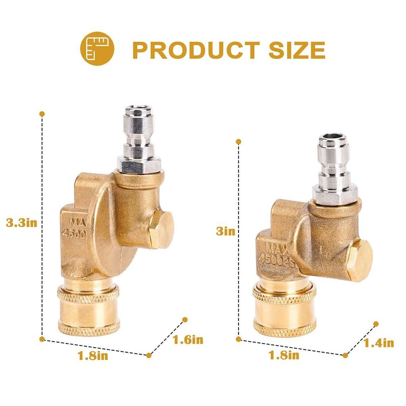 For Pressure Washer 1/4 " Quick Connect Pivoting Coupler Rotating Nozzle gallery