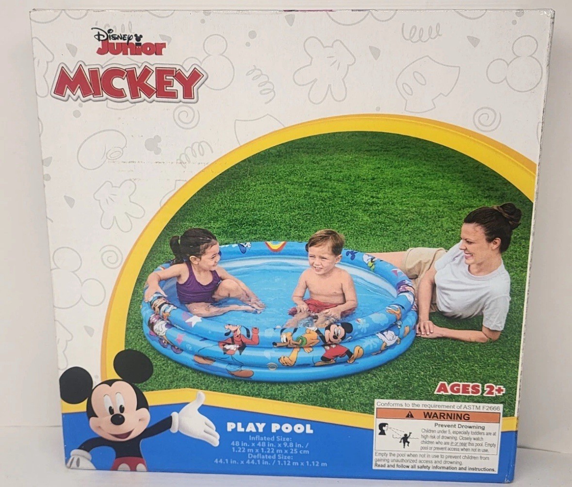 Disney Junior Mickey Play Pool Ages 2+ NEW 3 Ring Inflatable Swimming Pool. gallery