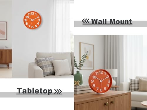 12-Inch Modern Indoor Outdoor Wall Clock, Minimalist Orange Design, 12''orange gallery