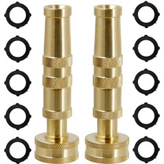 Triumpeek Solid Brass Hose Nozzle, 2 Pack 4 Heavy Duty Brass Garden Hose Noz…