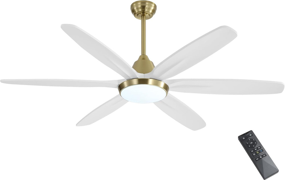 60" Ceiling Fans With Lights Solid Wood Modern Ceiling Fan With Remote Dimmable