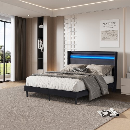 With remote control and bed changing LED light bedboard Easy to assemble gallery
