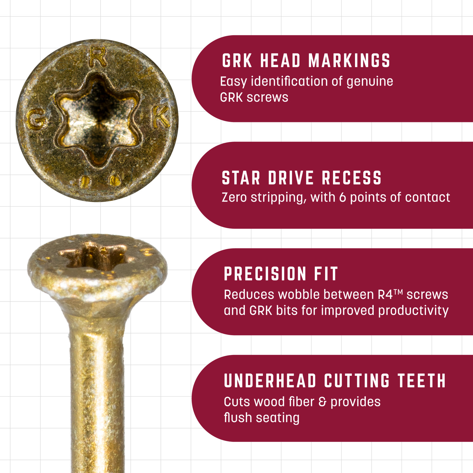 GRK Fasteners R4™ #9 x 3-1/8 Inch, Multi-Purpose Framing Screws, 1900 PCS, Rust gallery