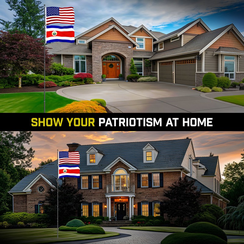 25 Ft Telescoping Flagpole Black & American and Costa Rica Flags Emb 300D 3x5Ft gallery