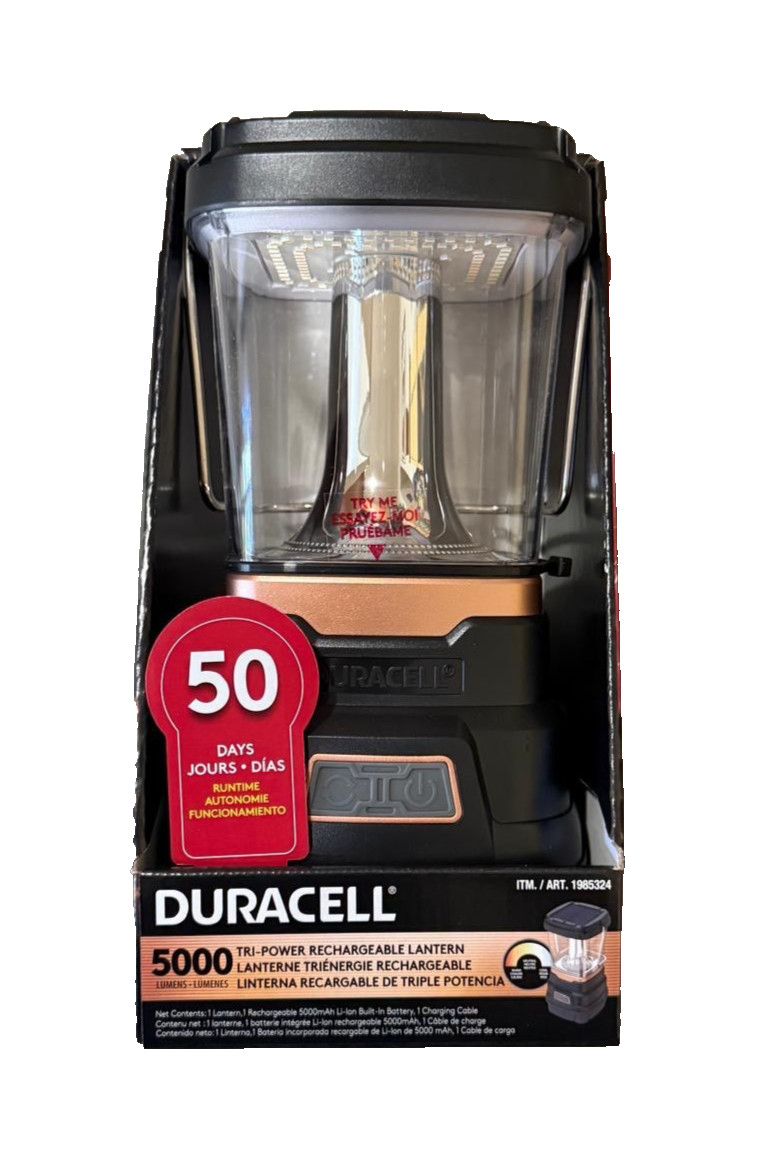 Duracell 5000L Tri-Powered LED Lantern Solar USB-C Rechargeable NEW gallery