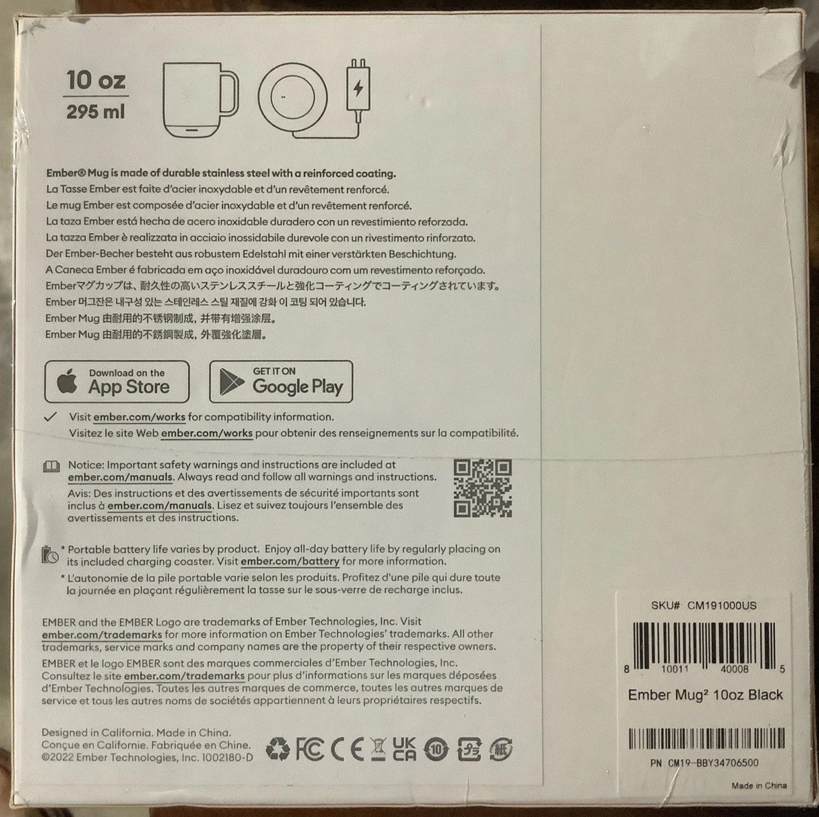 Ember 10 oz. Temperature Control Smart Mug 2 - Black. New Factory Sealed gallery