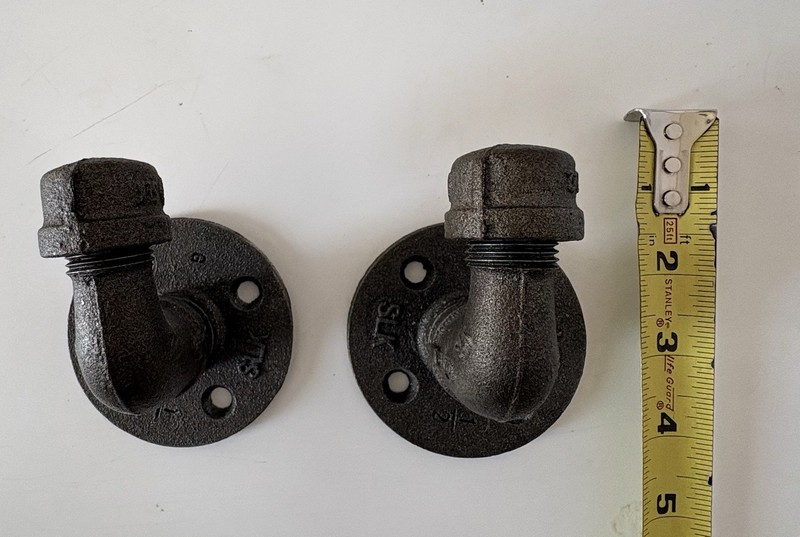 2 Industrial Pipe Wall Hook 1/2" Thick Coat Towel Hanger Rustic Grey Heavy Duty gallery