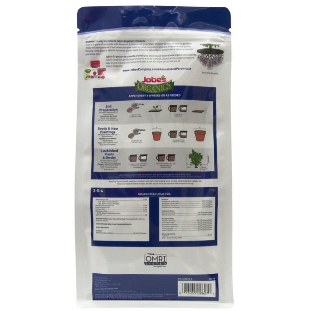 Jobes 9627 Solid Granular 3-5-4 Annuals and Perennials Plant Food 4 lbs. gallery
