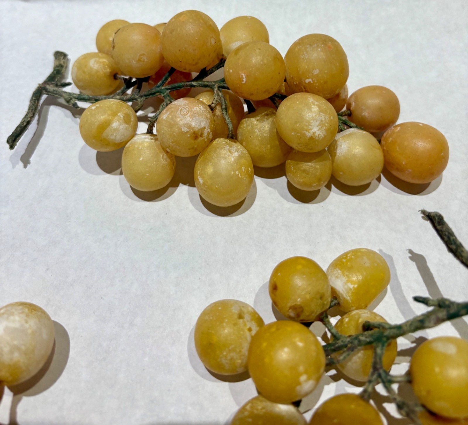 VINTAGE ALABASTER Stone Yellow Grapes clusters lot as shown gallery