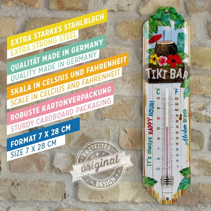 Tika Bar Thermometer Nostalgic Art - Metal Tin - Licensed gallery