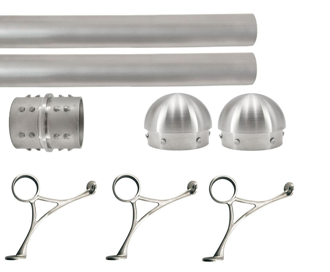 Combination Bar Mount Foot Rail Bracket Kit - 2"OD Brush Stainless Steel Tubing gallery