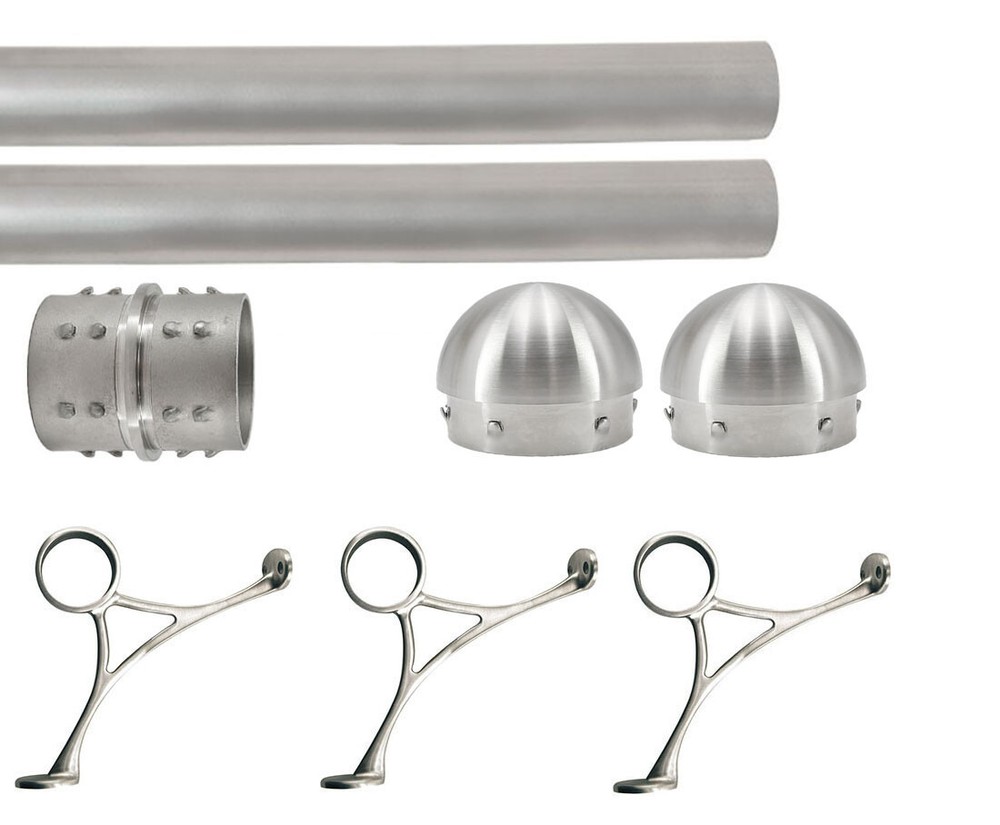Combination Bar Mount Foot Rail Bracket Kit - 2"OD Brush Stainless Steel Tubing