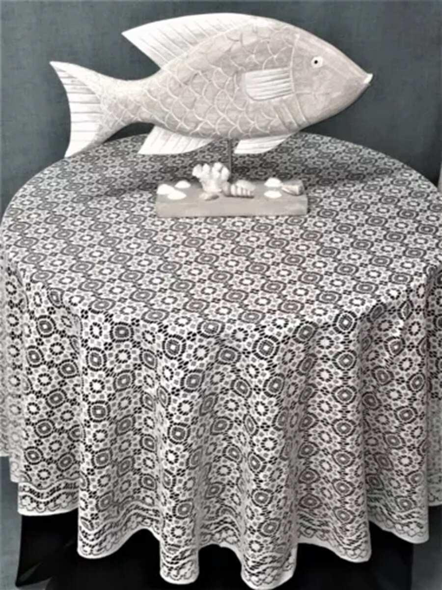 Marquise White Lace Tablecloth 90" Round Diningroom Wedding Banquet Party gallery