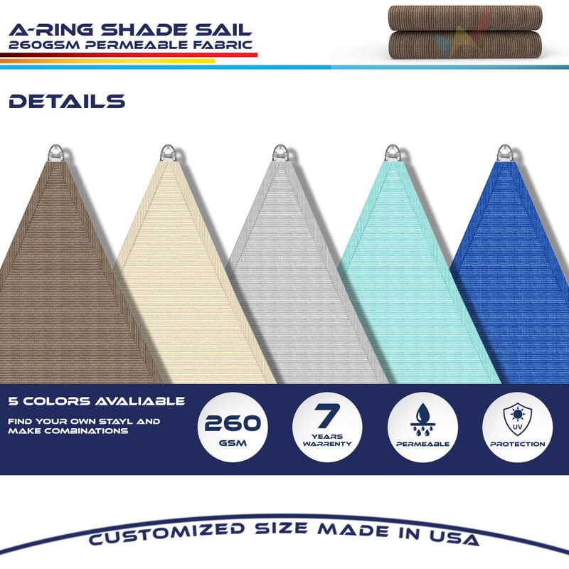 16/17/18ft Brown Triangle Outdoor Pool Patio Deck Steel Cable Sun Shade Sail gallery