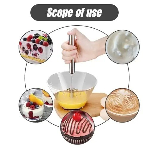 Semi Automatic Egg Whisk Stainless Steel Hand Push Beater Mixer Cream Frother gallery