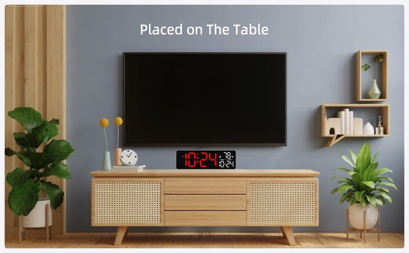 Large LED Digital Wall Clock with Date, Temperature, Auto-Brightness, Auto-DS... gallery