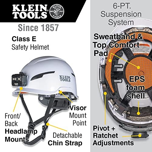 Klein Tools Safety Helmet, Type-2 Safety Helmet 20kV Helmet w / Light gallery