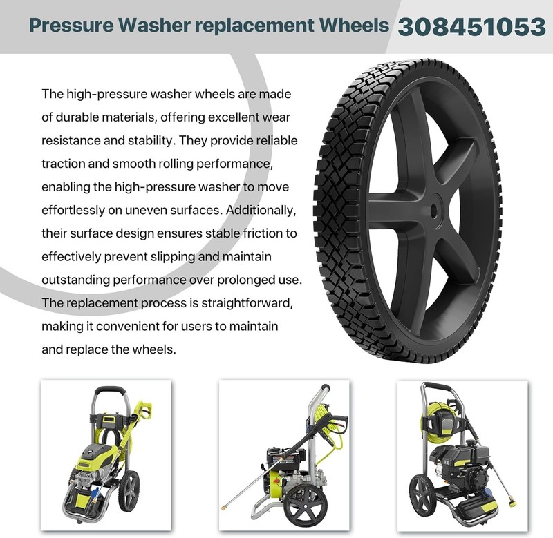 Durable 12" Anti-Slip Pressure Washer Wheels - Fit for Ryobi, Homelite, BlackMax gallery