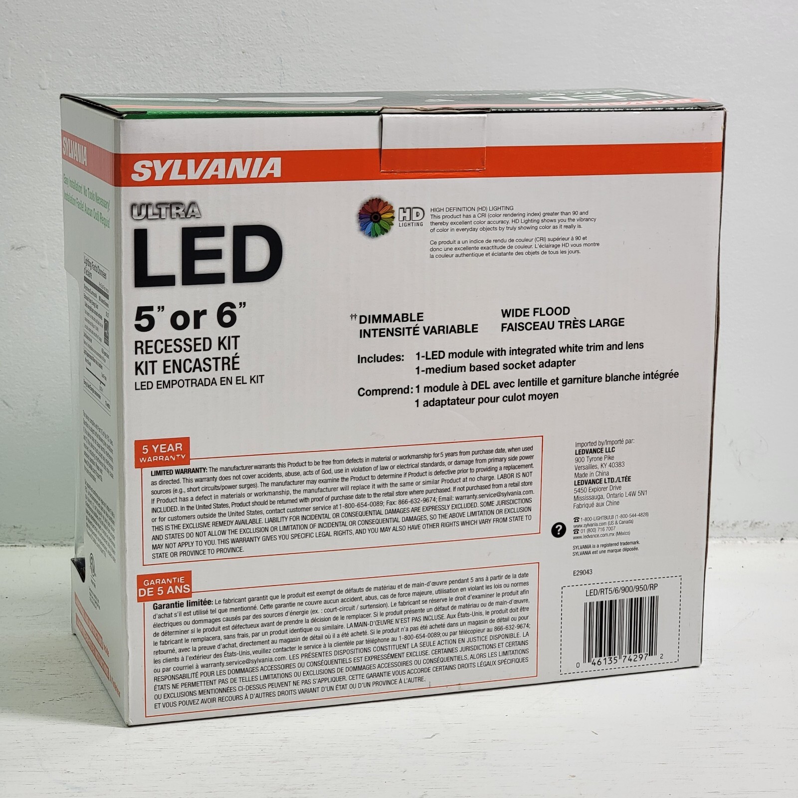 Sylvania LED RT 5" or 6" Recessed Can Light Retrofit Kit Indoor/Outdoor Dimmable gallery