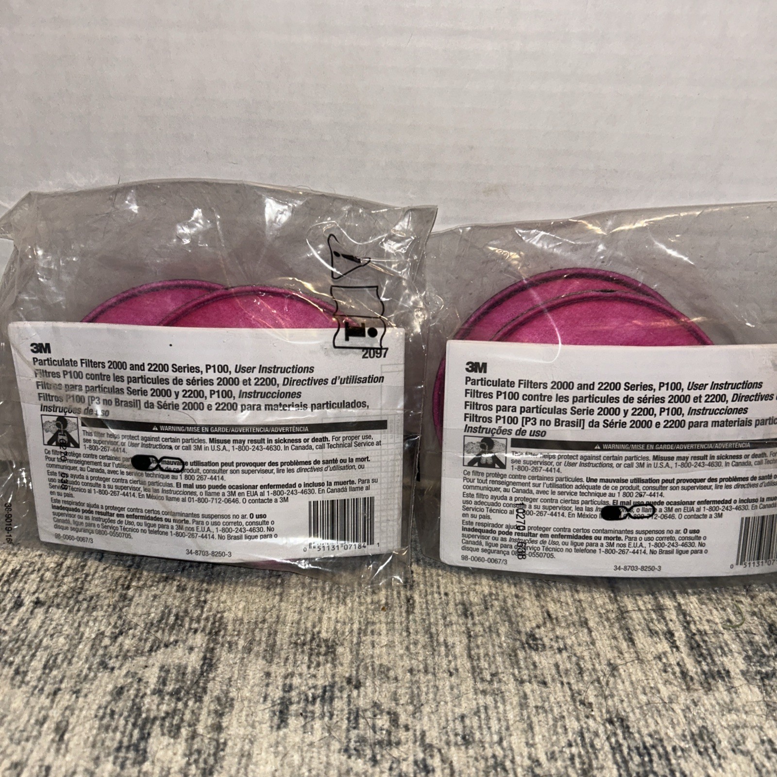 Lot (2) 3M Particulate Filter P100 Nuisance Level Organic Vapor 2 Pack 2097 gallery