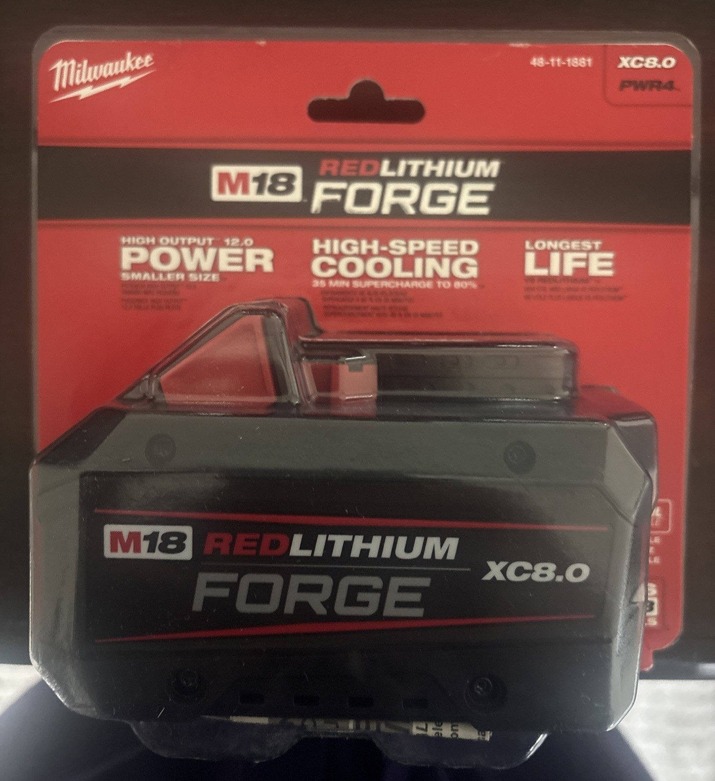 Milwaukee M18 RedLithium Forge XC8.0 Battery - PWR4 - Model: 48-11-1881 - (New) gallery