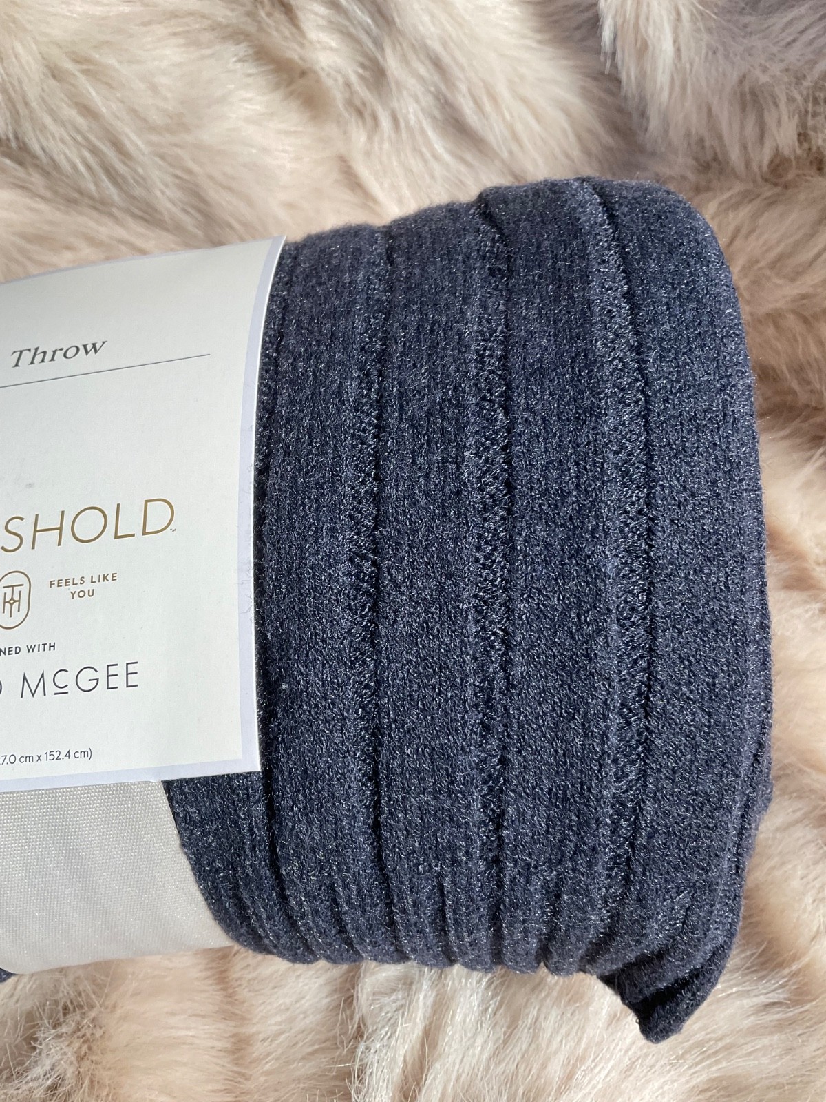 NWT Threshold by Studio McGee throw blanket 50”x60” Navy Blue gallery