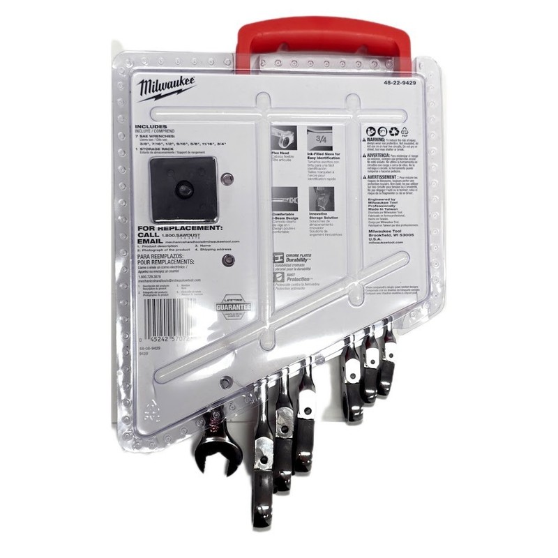 Milwaukee 48-22-9429 7pc Flex Head Combination Ratcheting Wrench Set - SAE gallery