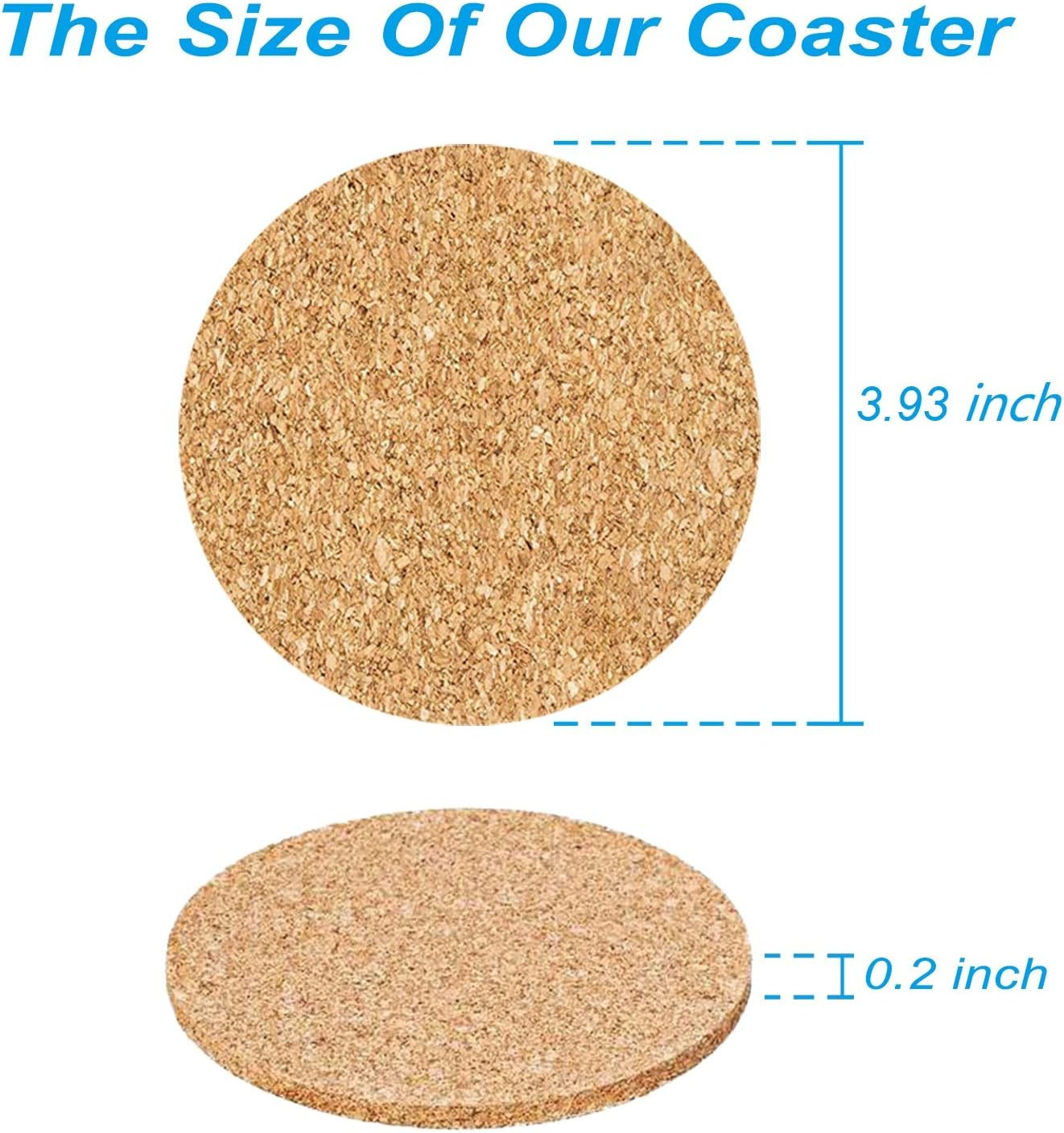 Cork Coasters Set 3.93 Inch Round Natural Absorbent Blank DIY Craft Drink Pads gallery