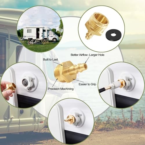 RV Blowout Plug for Winterization, Brass Air Compressor Quick Connect 1 pc gallery