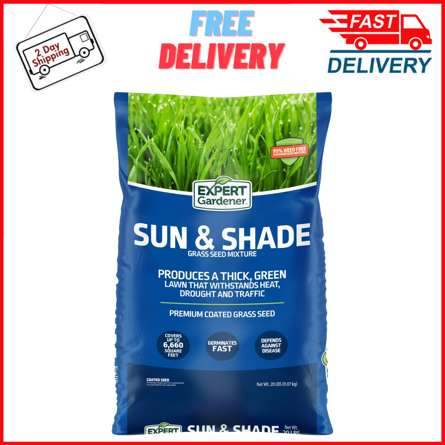Expert Gardener Sun & Shade Southern Grass Seed Mix 20 lb Sun to Partial Shade gallery