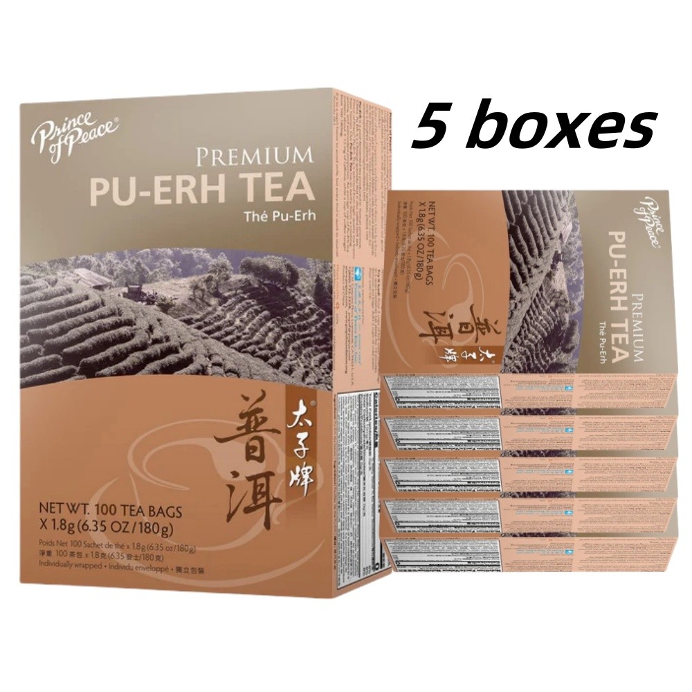 Premium Pu-erh Tea, 5 Boxes, 100 Tea Bags Each Box -Prince of Peace gallery