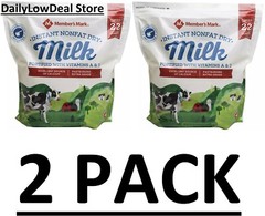 2 PACK – Member’s Mark Non-Fat Instant Dry Milk 70.4 oz. (Total 140.8 oz) FRESH