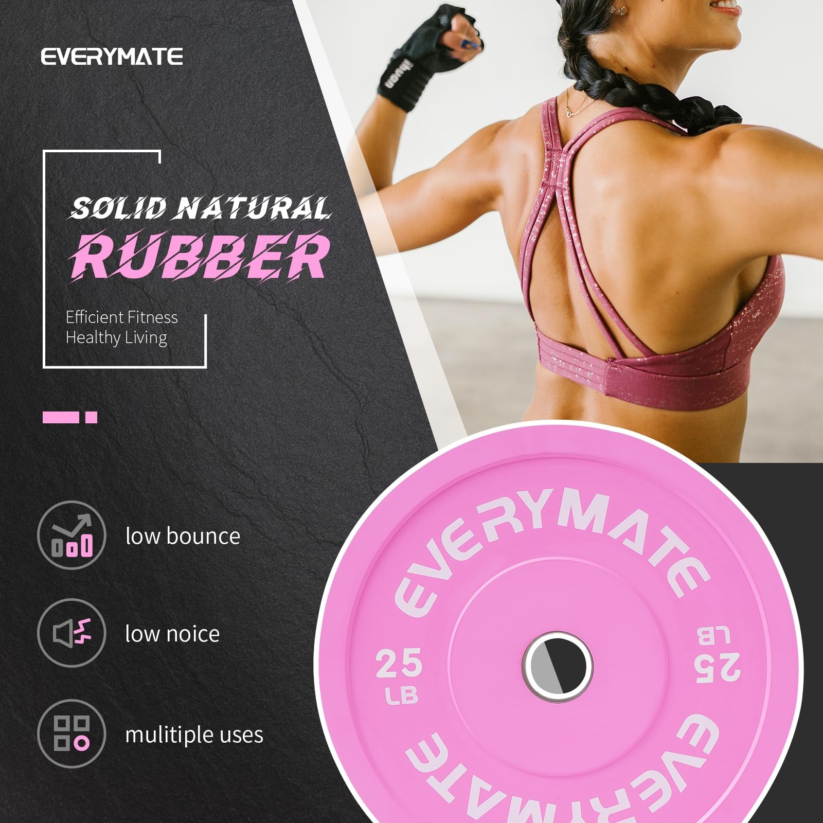 Everymate 25Lb Olympic Bumper Plates Pink Bumper Plates Set Weight Plates For gallery