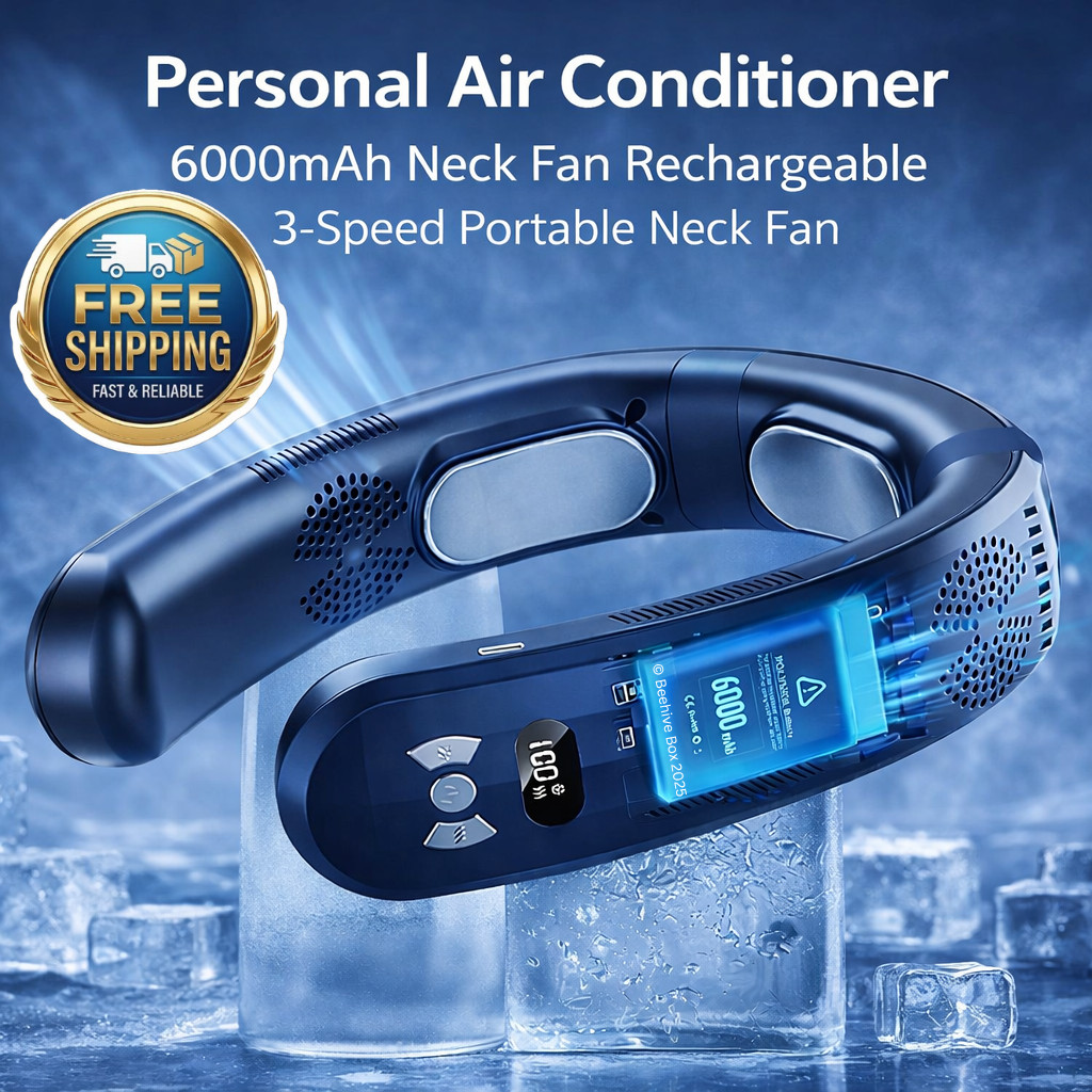 Personal Air Conditioner 6000mAh Neck Fan Rechargeable 3-Speed Portable Neck Fan gallery