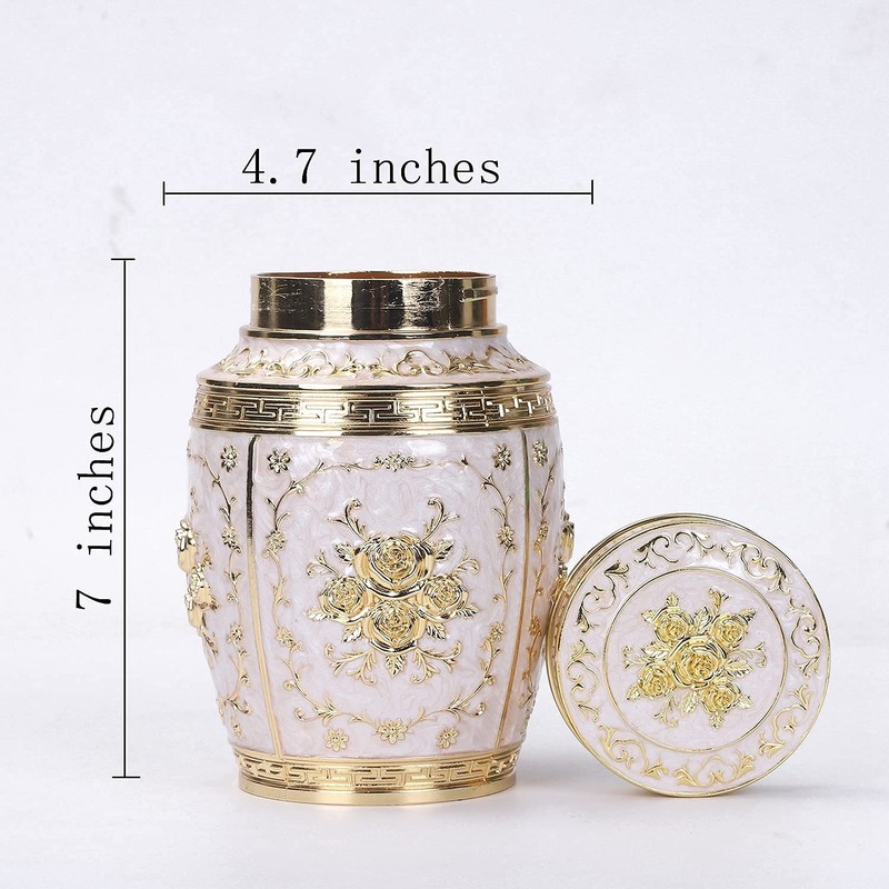 Medium Urn for Human Ashes - Rose Flower Cremation - Gold gallery