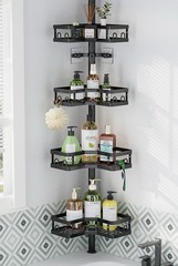 4-tier Adjustable Corner Shower Caddy Organizer with HooksRustproof Tension