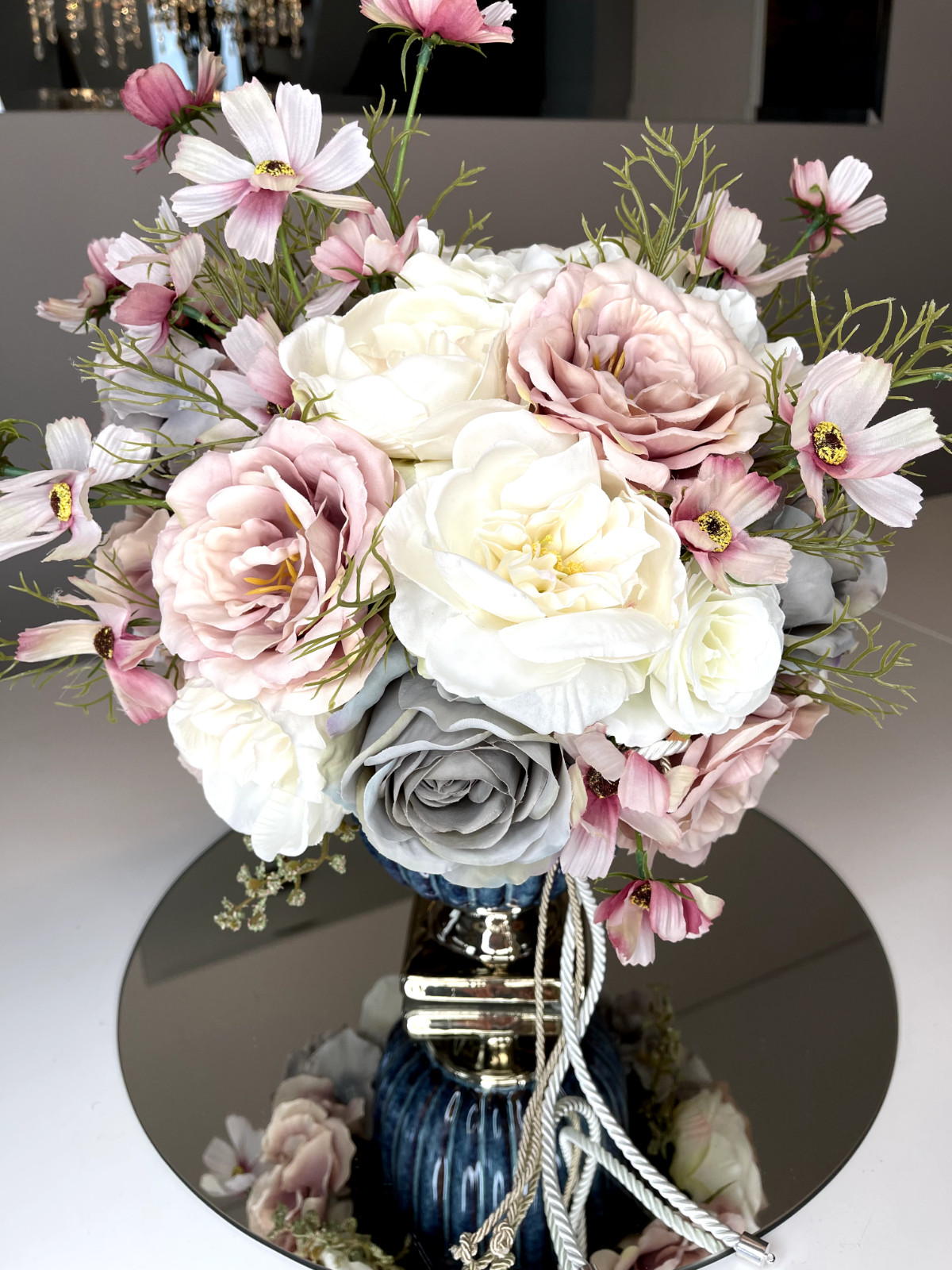 Artificial flowers composition with vase for home decoration gallery