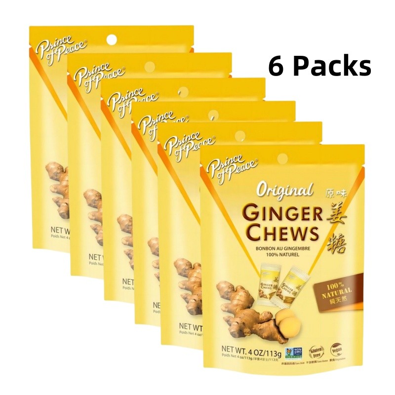 Pack of 6 - Original Ginger Chews- 4oz -Natural Ginger Candy-Soft Sweets gallery