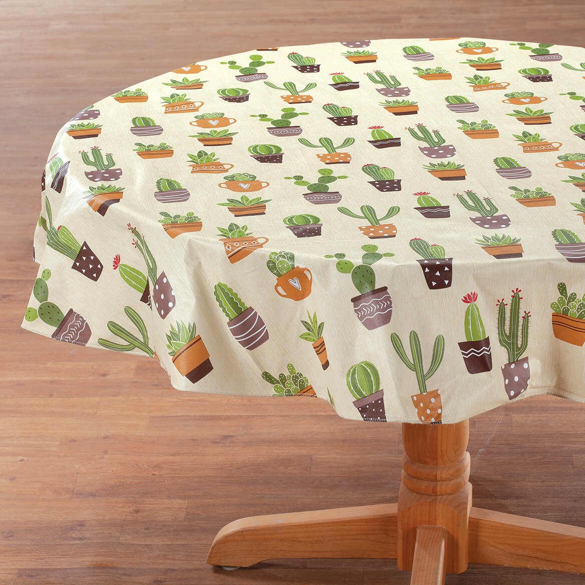 Cactus Design Tablecloth, Polyester Fleece Backing, Easy to Clean - Merasures 60 gallery