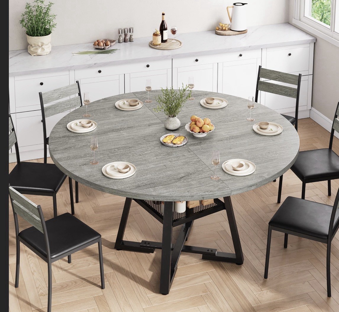 51" Round Dining Table, Kitchen Dining Room Circle Dinner Pedestal Table gallery