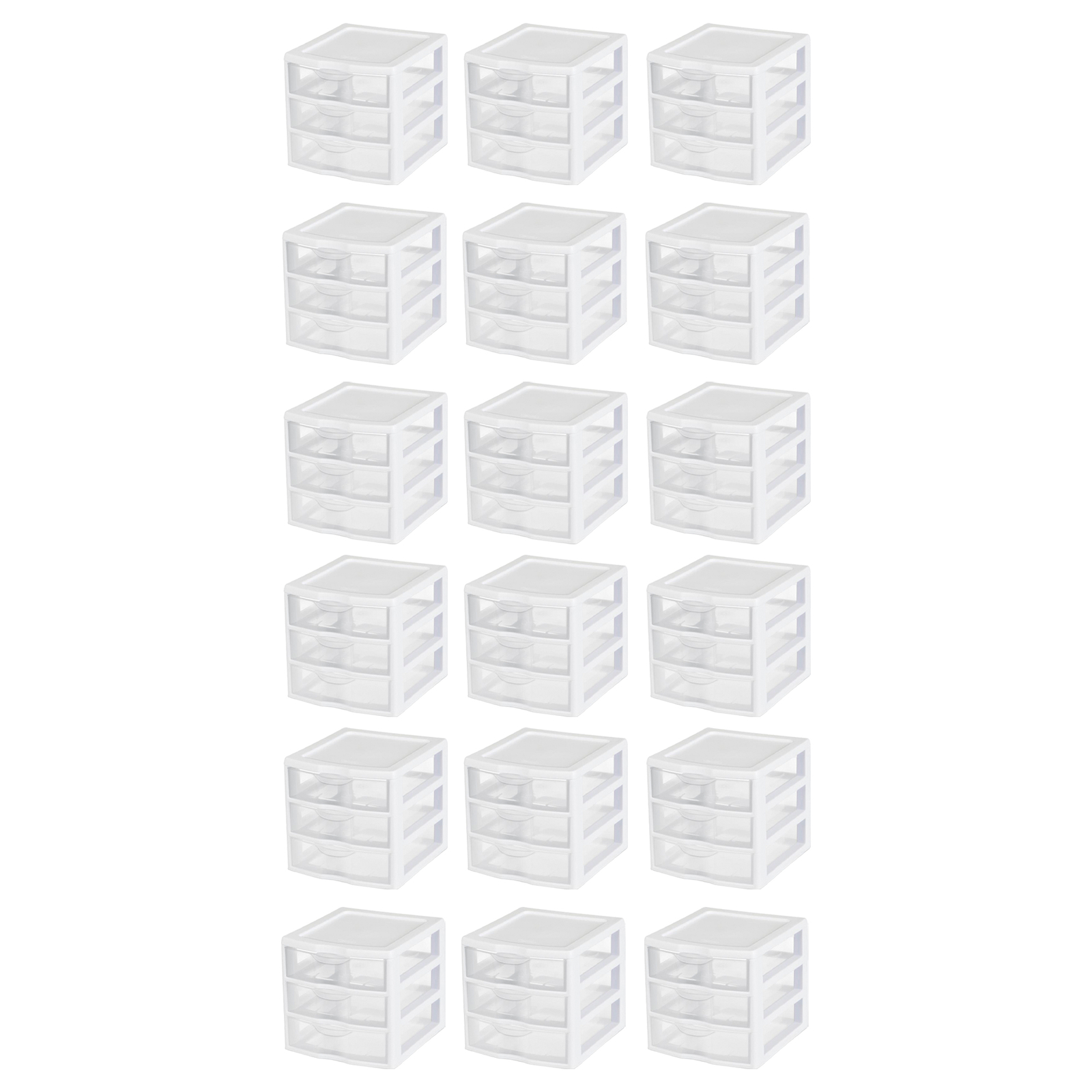 Sterilite ClearView Plastic Small 3 Drawer Desktop Storage Unit, White, 18 Pack gallery