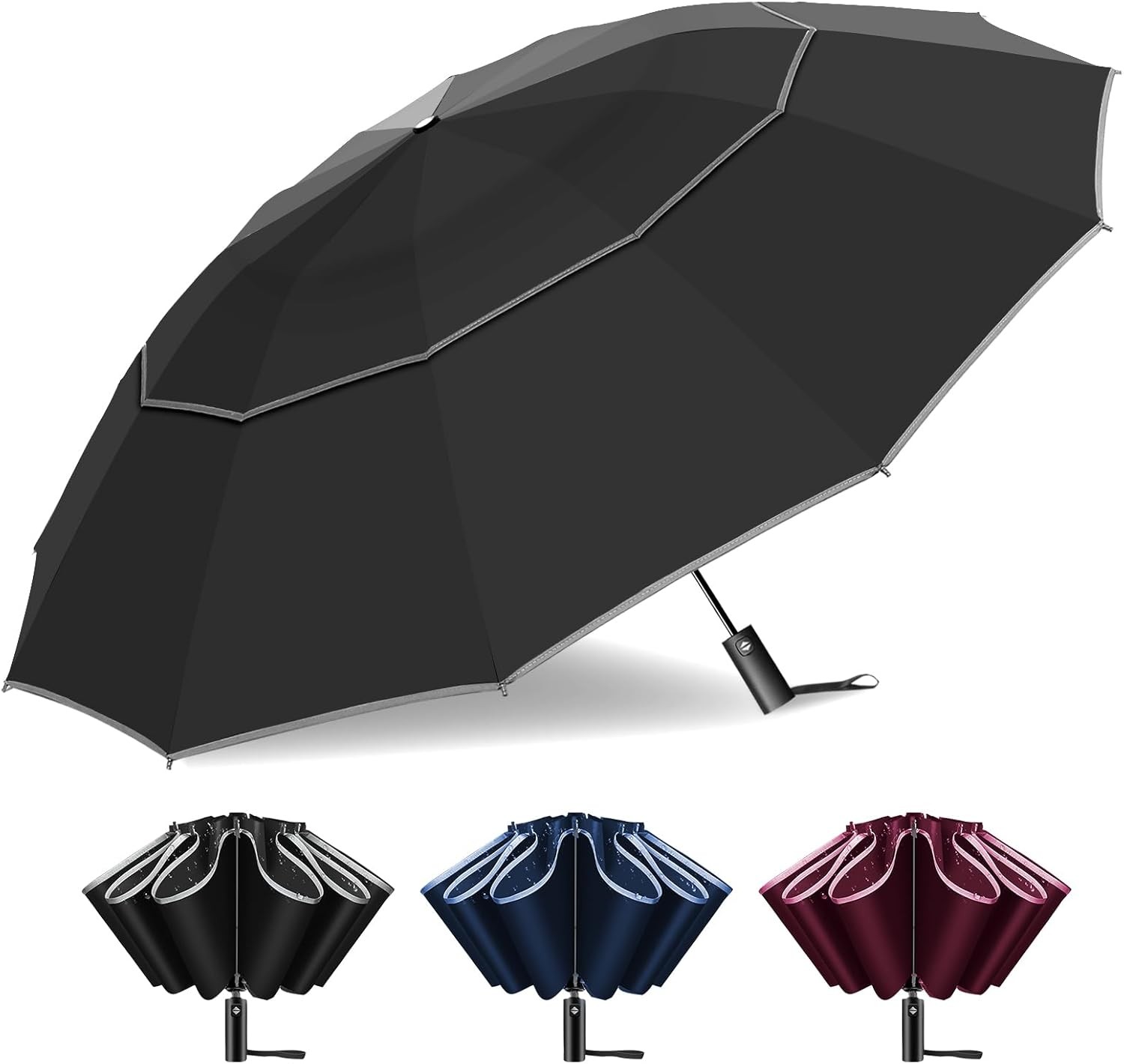 54 Inch Inverted Golf Umbrella for Rain, Automatic Windproof 12 Ribs Double gallery