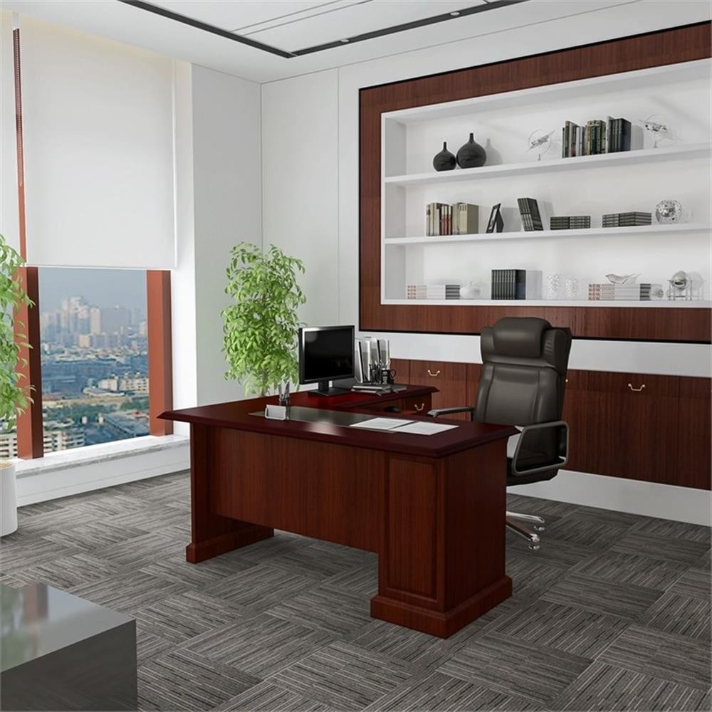 Pemberly Row L-Shape Executive Office Computer Desk in Harvest Cherry gallery