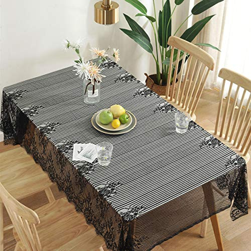 Ultra-Thin and Lightweight Rustic Lace Tablecloth, Black Nordic - Perfect for gallery