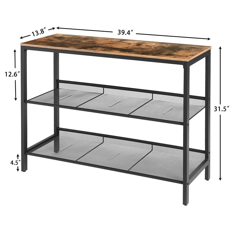 HOOBRO Console Table, Sofa Table with 2 Flat or Slant Adjustable Mesh Shelves, H gallery