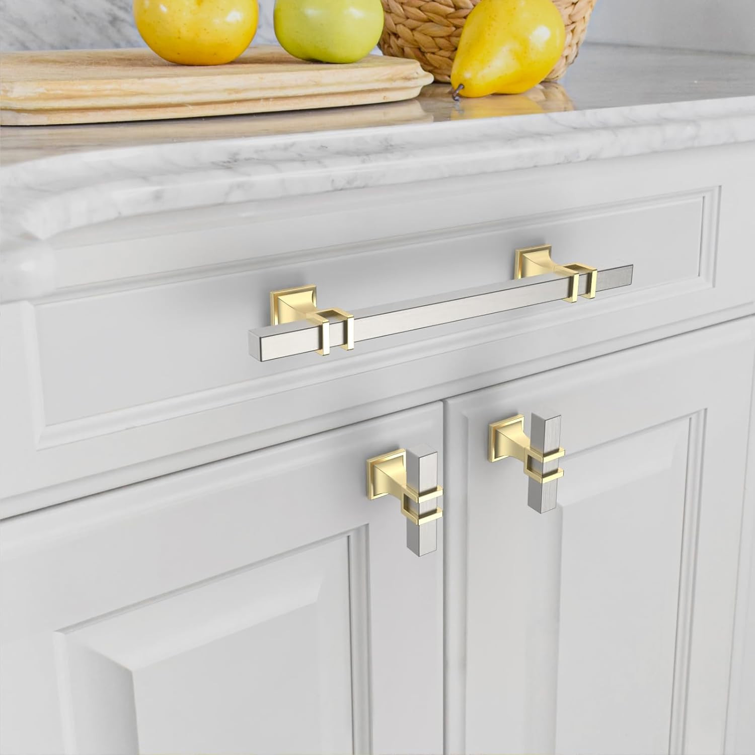 10 Pack 5 Inch(128mm) Brushed Satin Nickel and Gold Kitchen Cabinet Ha gallery