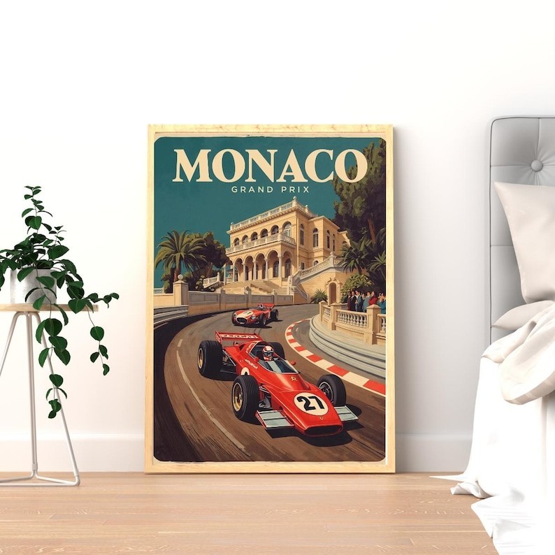Vintage Monaco Grand Prix Poster, Classic Formula 1 Racing Poster No Frame gallery