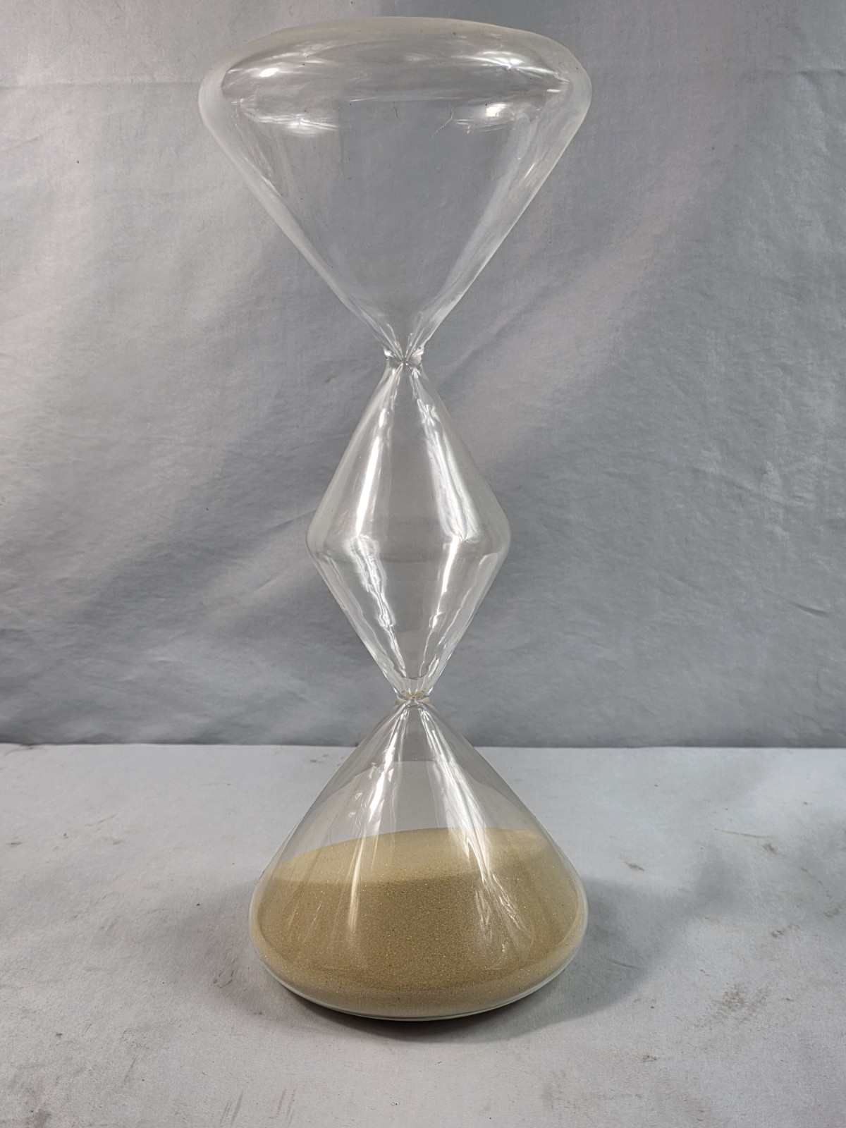 Unique Tri-Layer Triple-Globe Hourglass Sand Timer Blown Glass Conical 60 Min H gallery